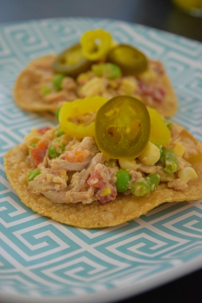 Spicy Chicken Salad tostada - Mezzetta Summer Survival Kit