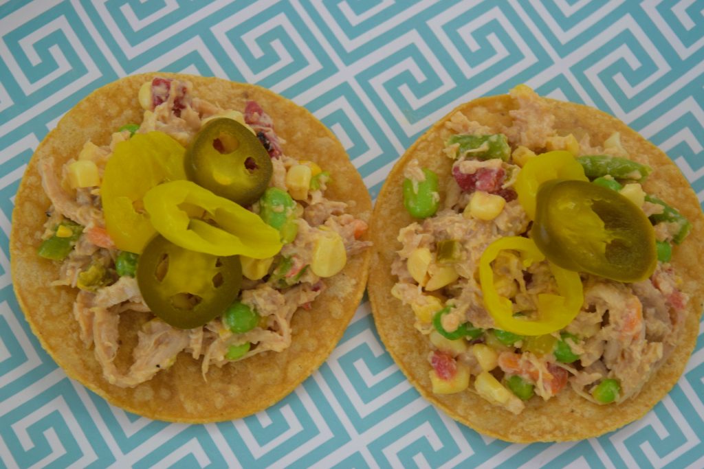 Spicy Chicken Salad tostada - Mezzetta Summer Survival Kit