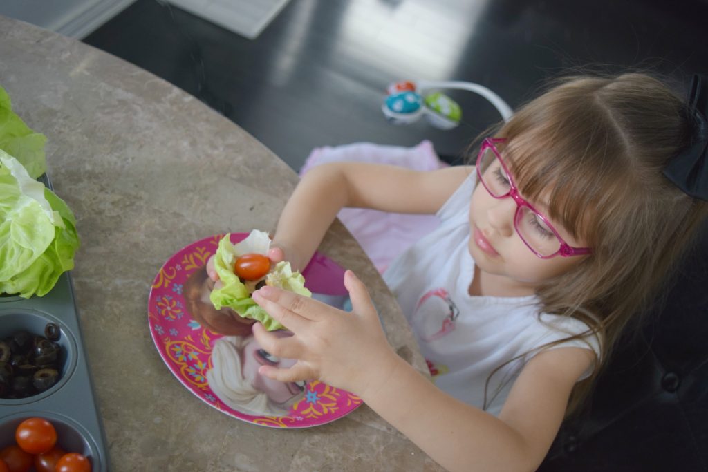 Salsa Verde-Chicken-lettuce-Wraps-Cooking with Kids