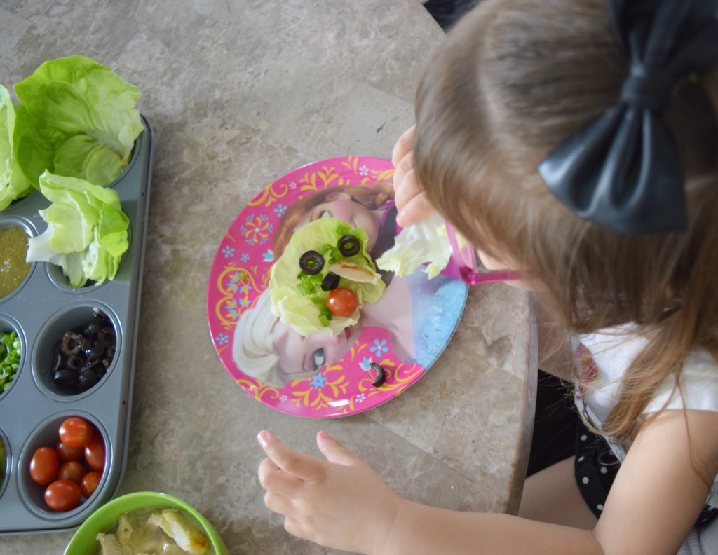 Salsa Verde-Chicken-lettuce-Wraps-Cooking with Kids