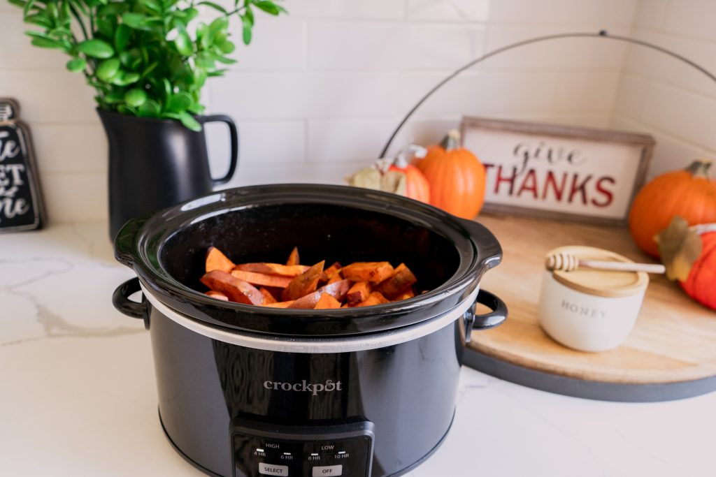 Crockpot-Honey Rosemary Glazed Sweet Potatoes - Thanksgiving Side Dish