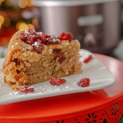 Eggless Cranberry Crumble Cake Slow Cooker Recipe-Eggfree-Christmas cake-crockpot