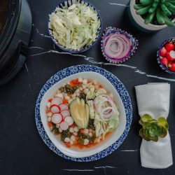 Healthy Mexican Hominy Kale Soup - National Slow Cooking month celebration-Crockpot-plantbased recipe flexitarian