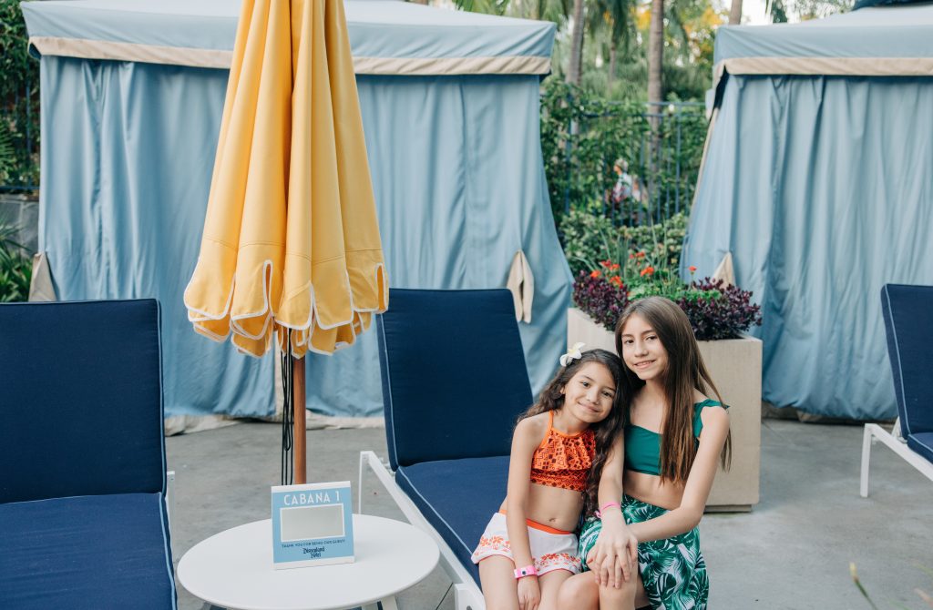 Disneyland Hotel Cabana - Disney Resorts Pool poolside - Disneyland Hotel Monorail Slides-5 reasons to stay at the Disneyland Hotel-Celebrate a birthday-Magic hour-Geenie+